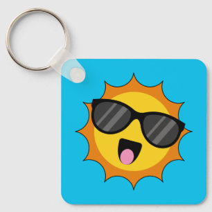 Kawaii Happy Sun mit Sonnenbrille Schlüsselanhänger