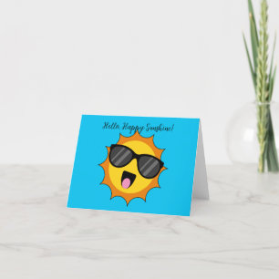 Kawaii Happy Sun mit Sonnenbrille   Text hinzufüge Dankeskarte