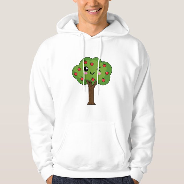 Kawaii Happy Winking Apple Tree Hoodie (Vorderseite)