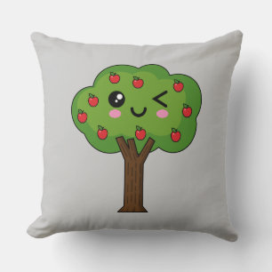 Kawaii Happy Winking Apple Tree Kissen