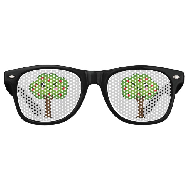 Kawaii Happy Winking Apple Tree Partybrille (Vorderseite)