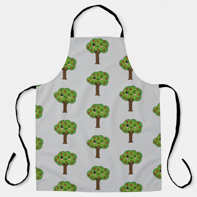 Kawaii Happy Winking Apple Tree Schürze (Vorderseite)