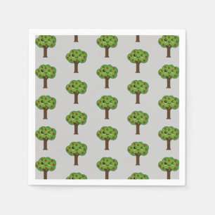 Kawaii Happy Winking Apple Tree Serviette