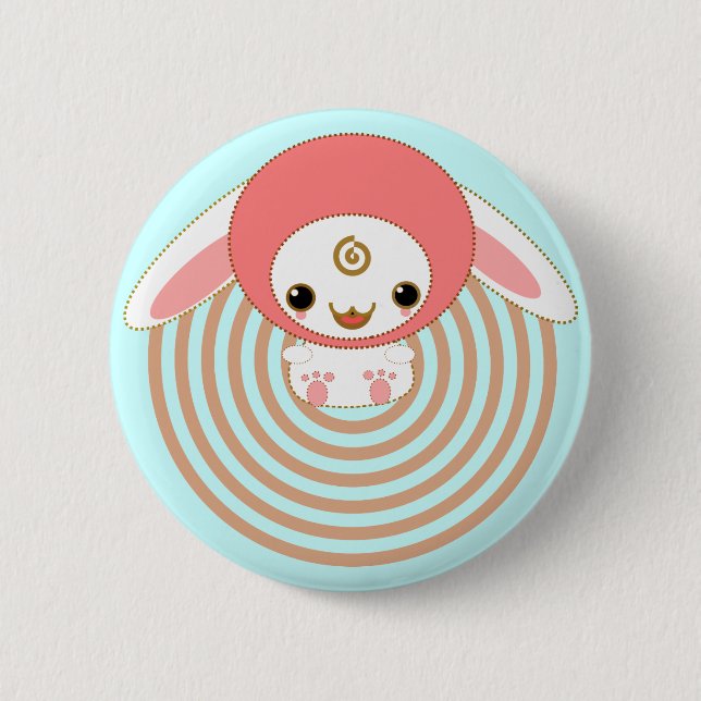kawaii Häschenrosa Button (Vorderseite)