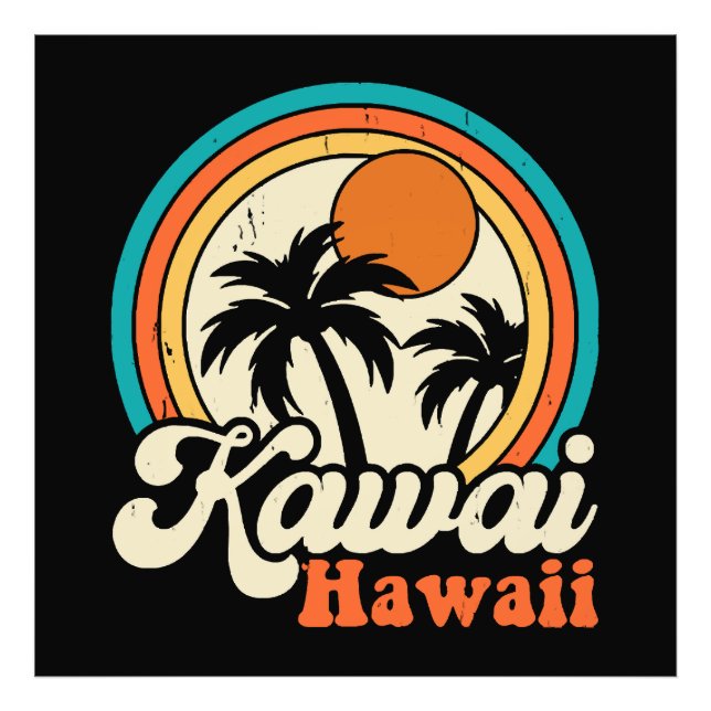 Kawaii Hawaii Surfing Fotodruck (Vorne)