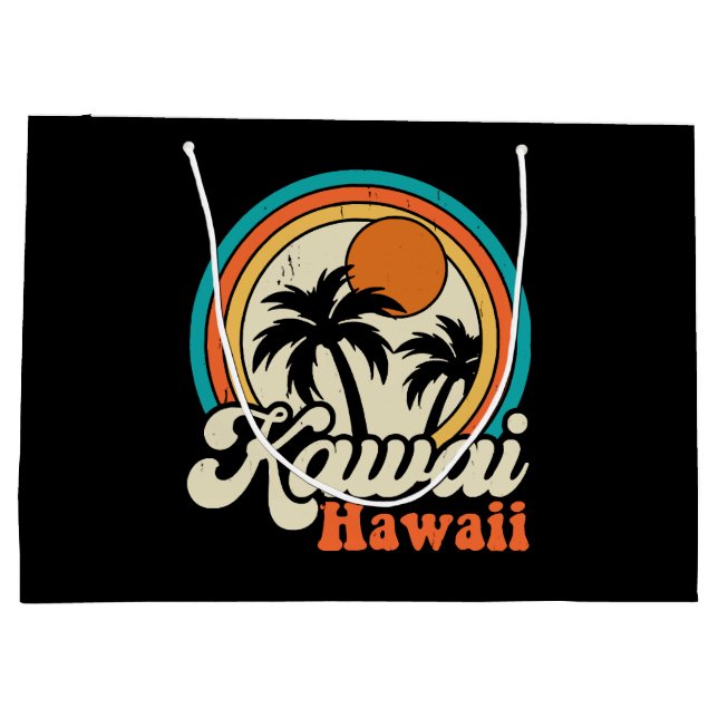 Kawaii Hawaii Surfing Große Geschenktüte (Rückseite)