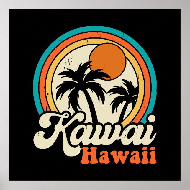 Kawaii Hawaii Surfing Poster (Vorne)