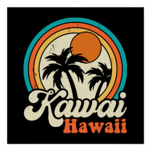 Kawaii Hawaii Surfing Poster