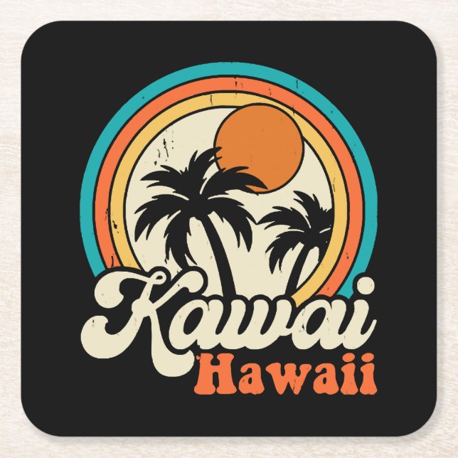 Kawaii Hawaii Surfing Rechteckiger Pappuntersetzer (Vorderseite)