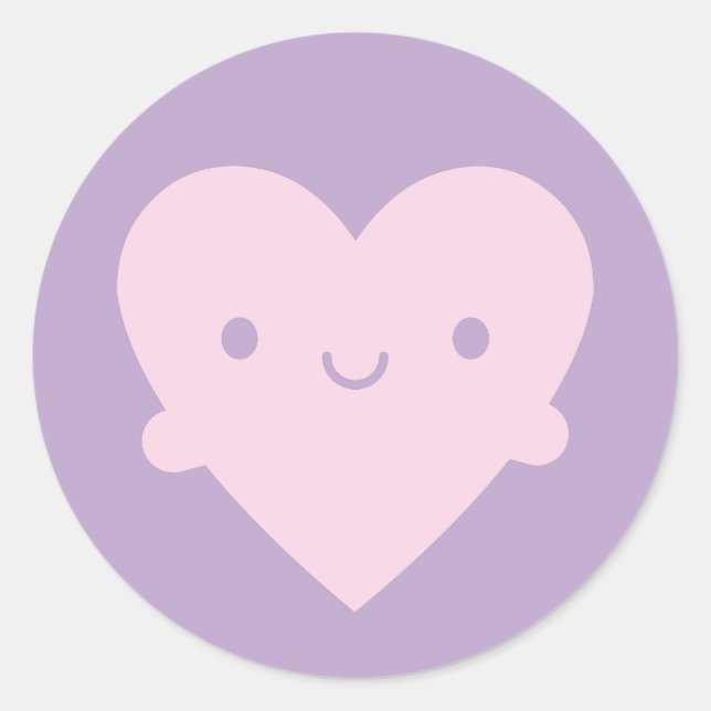 Kawaii Heart Hugs Runder Aufkleber (Vorderseite)
