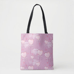 Kawaii Heart Lollipop Pattern - Pastel Lila
