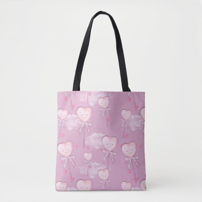 Kawaii Heart Lollipop Pattern - Pastel Lila (Vorderseite)