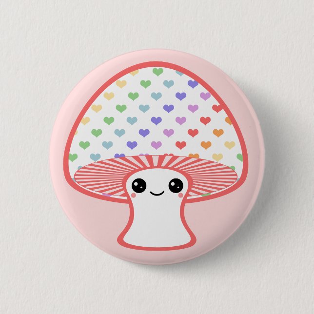 Kawaii Herz-Pilz Button (Vorderseite)