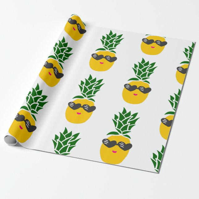 Kawaii Herzförmige Sonnenbrille Ananas schwarz Geschenkpapier (Ungerollt)