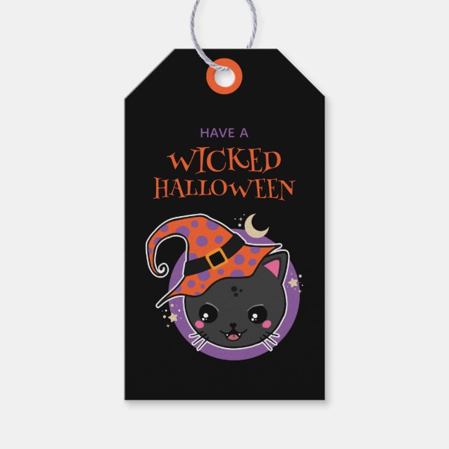 Kawaii Hexch Cat Halloween Geschenkanhänger (Vorderseite)