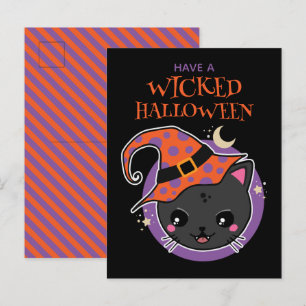 Kawaii Hexch Cat Halloween Postkarte