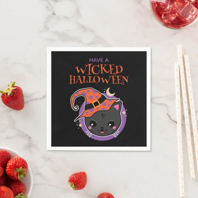 Kawaii Hexch Cat Halloween Serviette (Beispiel)