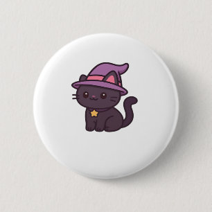 Kawaii Hexenkatze in Lila Hat Classic T - Shirt Button