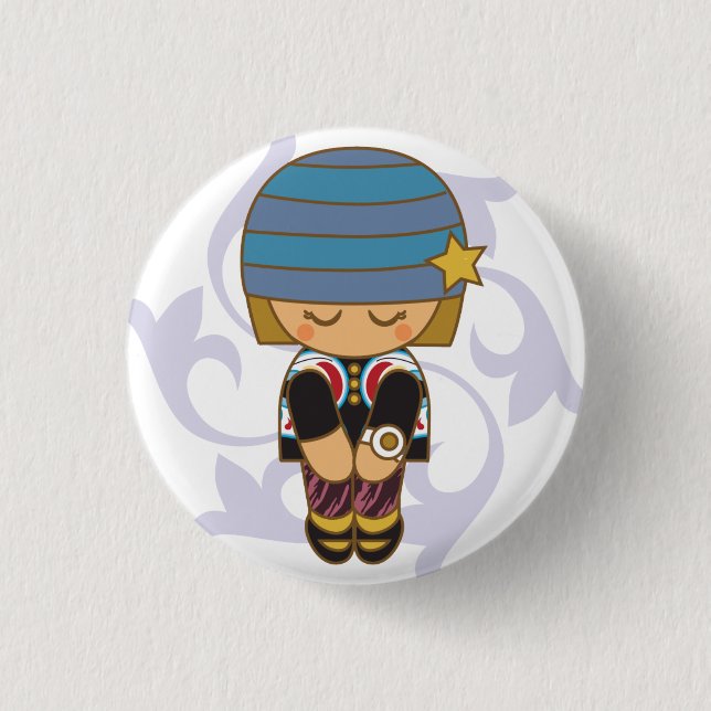 Kawaii Hipster Girl Button (Vorderseite)