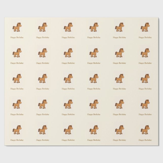 Kawaii Horse Illustration Geschenkpapier (Flach)