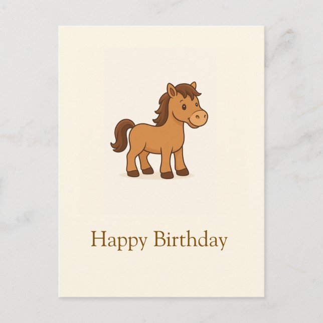 Kawaii Horse Illustration Postkarte (Vorderseite)
