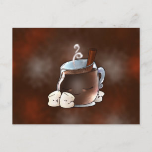 Kawaii Hot Chocolate und Marshmallows Postkarte