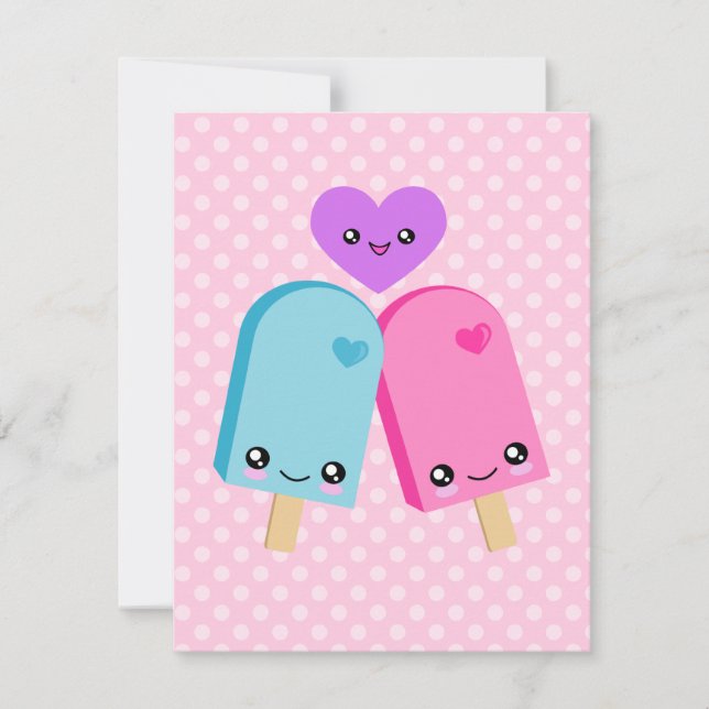 Kawaii Hübsch Popsicles Geburtstagspartei Einladun Einladung (Vorderseite)
