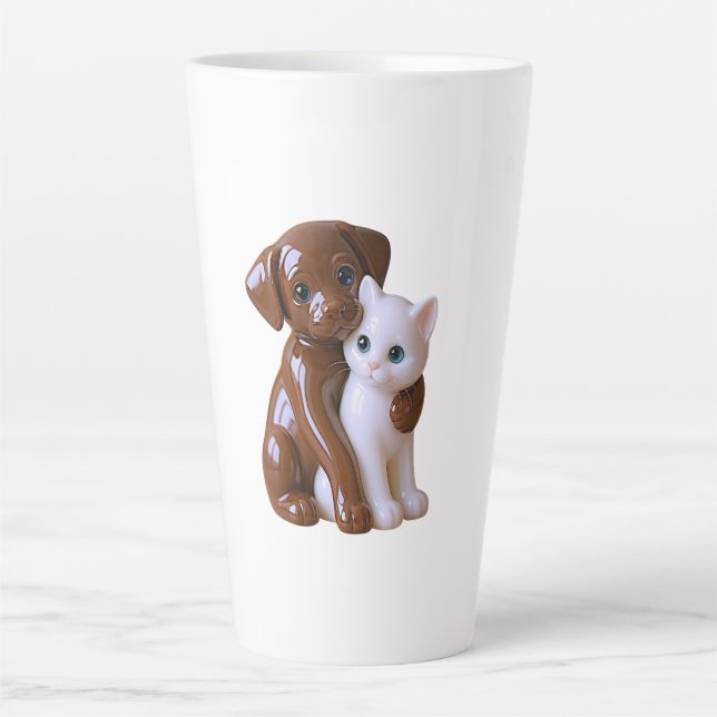 Kawaii Hund & Katze  Milchtasse (Vorderseite)