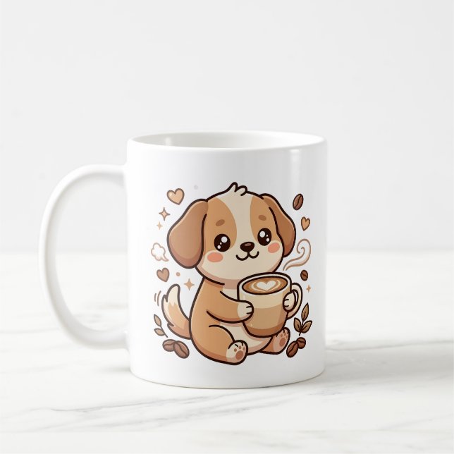 Kawaii-Hund-Latte-Mug Kaffeetasse (Links)