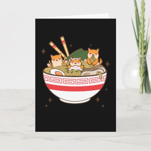 Kawaii-Hunde, die Ramen essen Karte (Vorderseite)