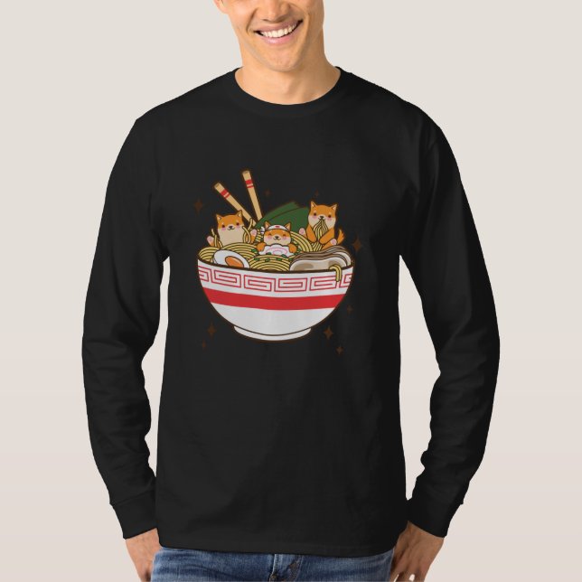Kawaii-Hunde, die Ramen essen T-Shirt (Vorderseite)