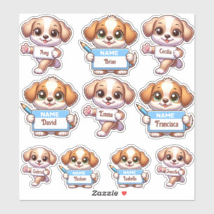 Kawaii-Hunde-Namecard-Aufkleber - personalisieren  Aufkleber