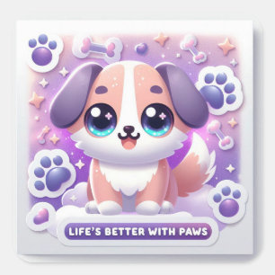Kawaii Hundeleben ist besser mit Pfoten Süßer Hund Quadratischer Aufkleber
