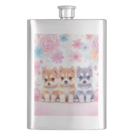 Kawaii Husky Welpen: Pastel Pals Kaffee Flachmann