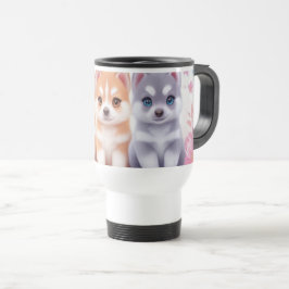 Kawaii Husky Welpen: Pastel Pals Kaffee Reisebecher