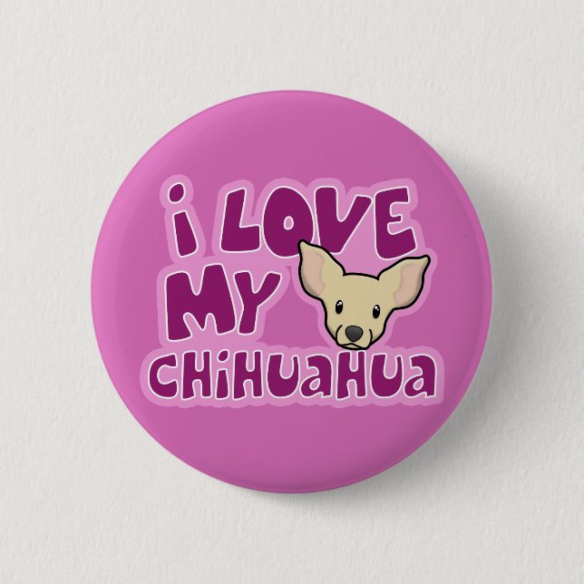 Kawaii I Liebe mein Chihuahua Button (Vorderseite)