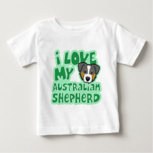 Kawaii I Liebe mein Tri Farbaustralier-Schäfer Baby T-shirt