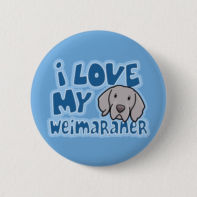 Kawaii I Liebe mein Weimaraner Button (Vorderseite)