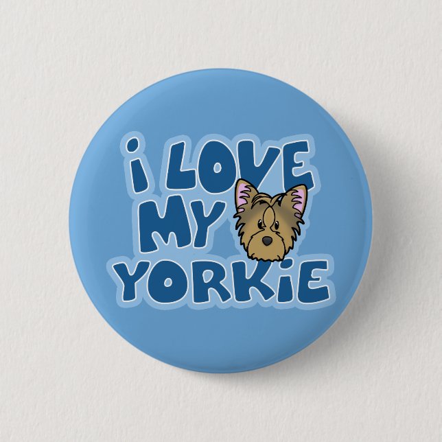 Kawaii I Liebe mein Yorkie Button (Vorderseite)