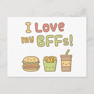 Kawaii I Liebe meine Beste Freundinnen Fast Food D Postkarte