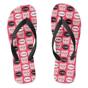 Kawaii-I-Liebe Schweine Flip Flops