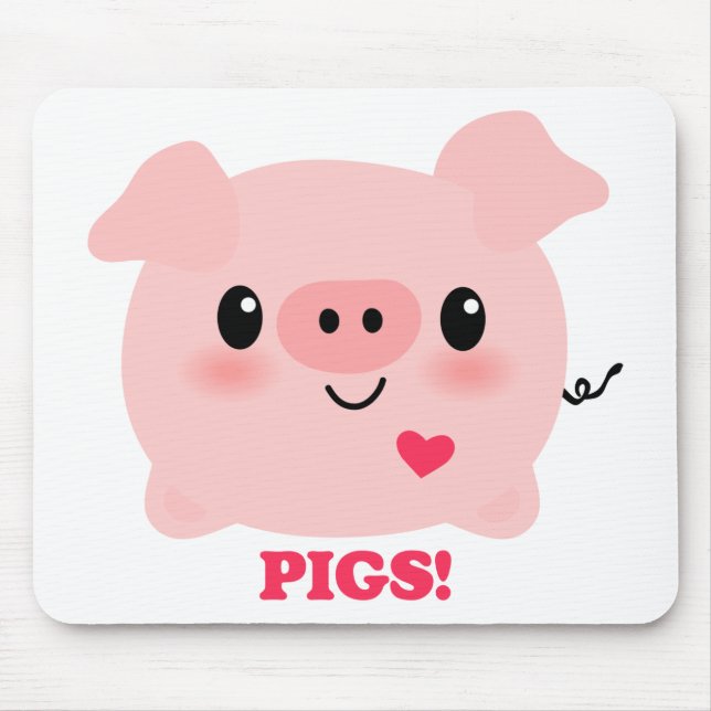 Kawaii I Liebe-Schweine Mousepad (Vorne)