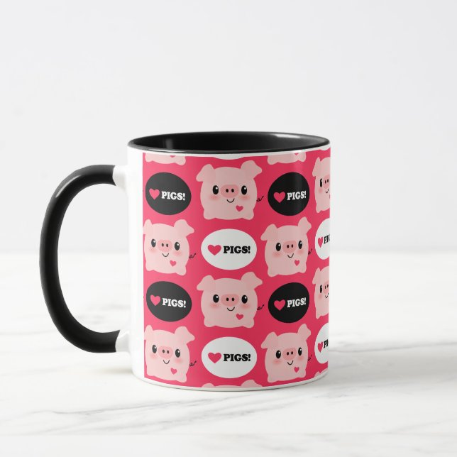 Kawaii I Liebe-Schweine Tasse (Links)