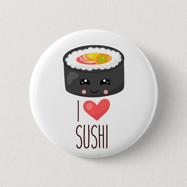 Kawaii I Liebe Sushi Button (Vorderseite)