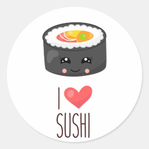 Kawaii I Liebe Sushi Runder Aufkleber