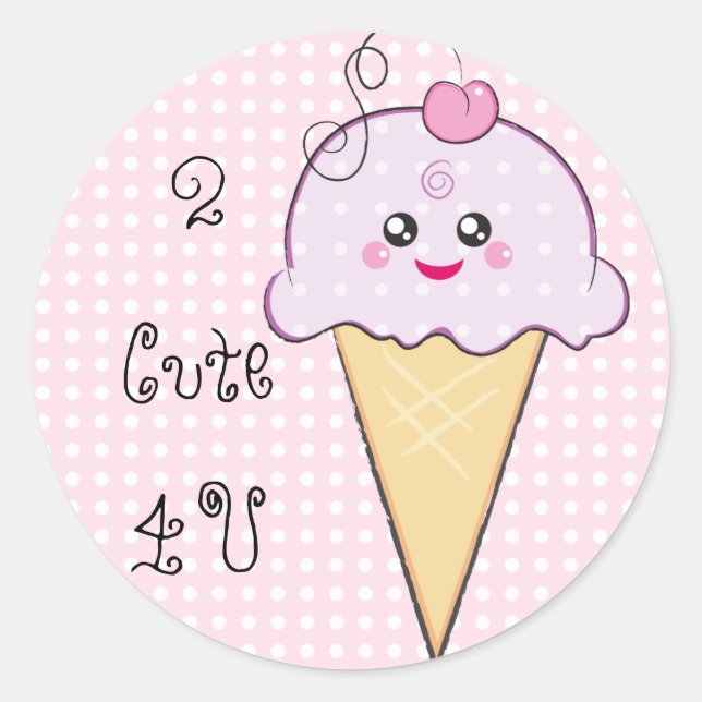 Kawaii Ice-Cream-Aufkleber Runder Aufkleber (Vorderseite)
