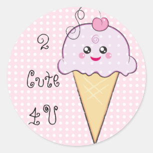 Kawaii Ice-Cream-Aufkleber Runder Aufkleber
