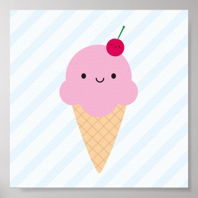 Kawaii Ice Cream Cone Poster (Vorne)