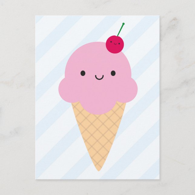 Kawaii Ice Cream Cone Postkarte (Vorderseite)