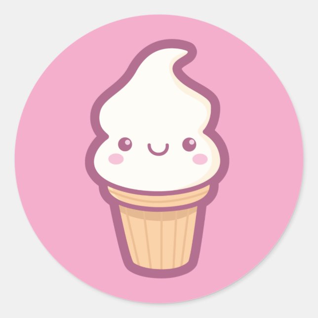 Kawaii Ice Cream Cone Sticker (Vorderseite)